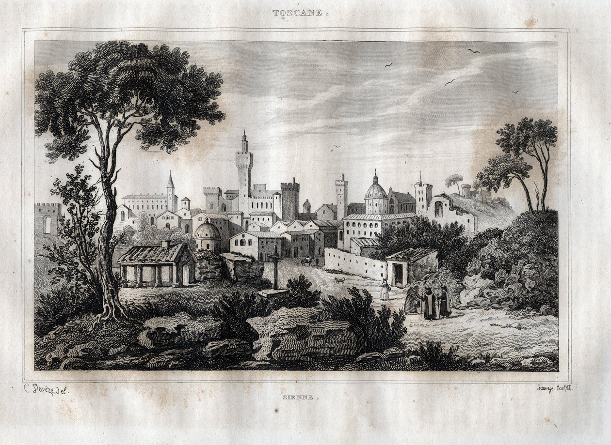 Siena - Siena - Toskana - Gravur aus „Italien malerisch“ von M. de Norvins, Ch. Nodier 1834-1836 von French School