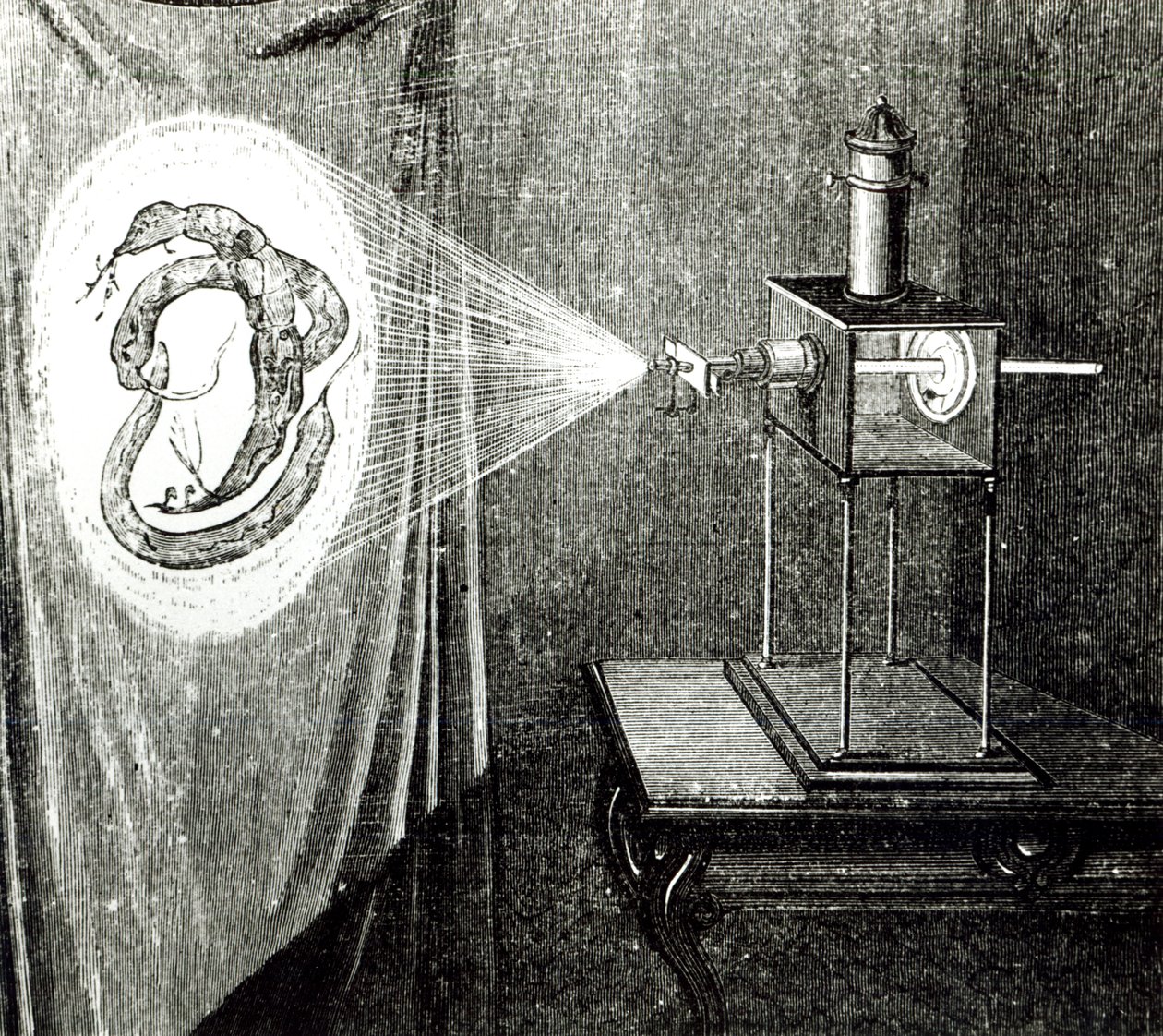 Sonnenmikroskop, aus Les Grandes Inventions Anciennes et Modernes von Louis Figuier, Paris, 1861 von French School