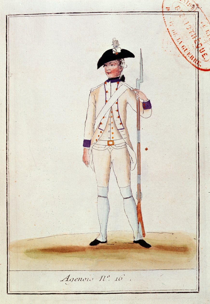 Soldat des französischen Agenois-Infanterieregiments, ca. 1780 von French School