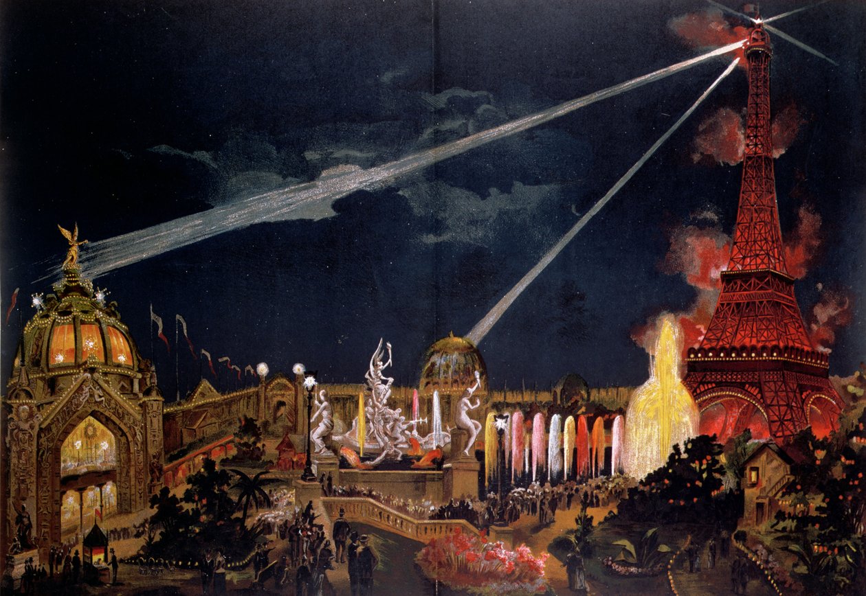 Erinnerung an die Illuminationen in Paris zur Feier des 1. Jahrhunderts der Französischen Revolution während der Weltausstellung 1889 von French School