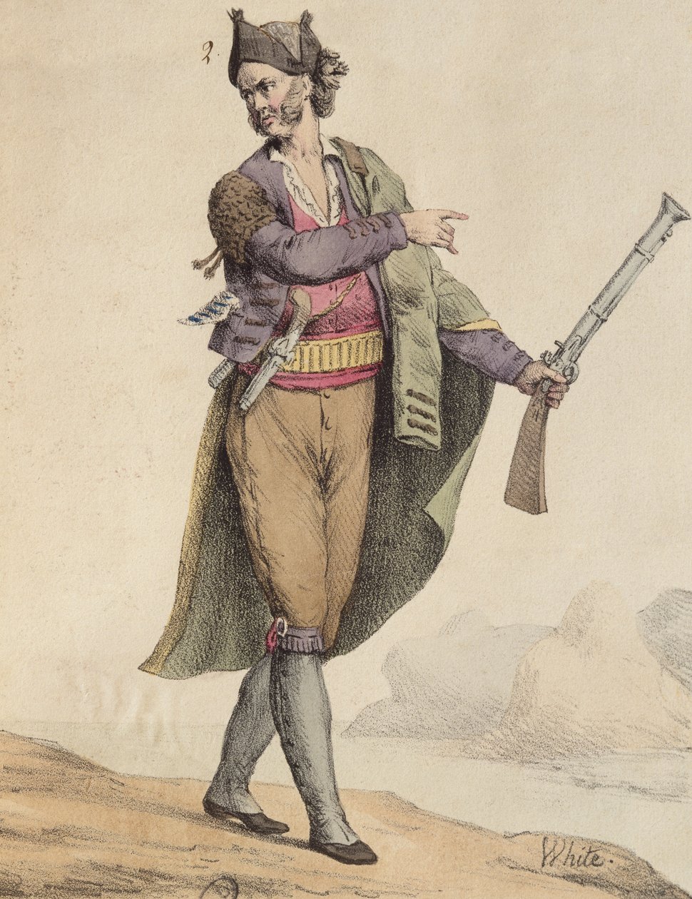 Spanischer Schmuggler aus der Gegend von Cadiz, 1815, graviert von Langlume von French School