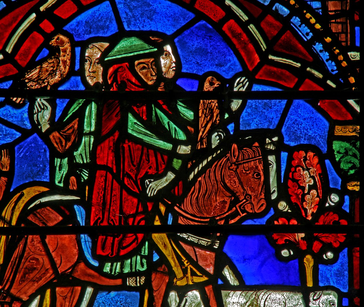 St. Cheron Fenster: Pferd und Hund von French School