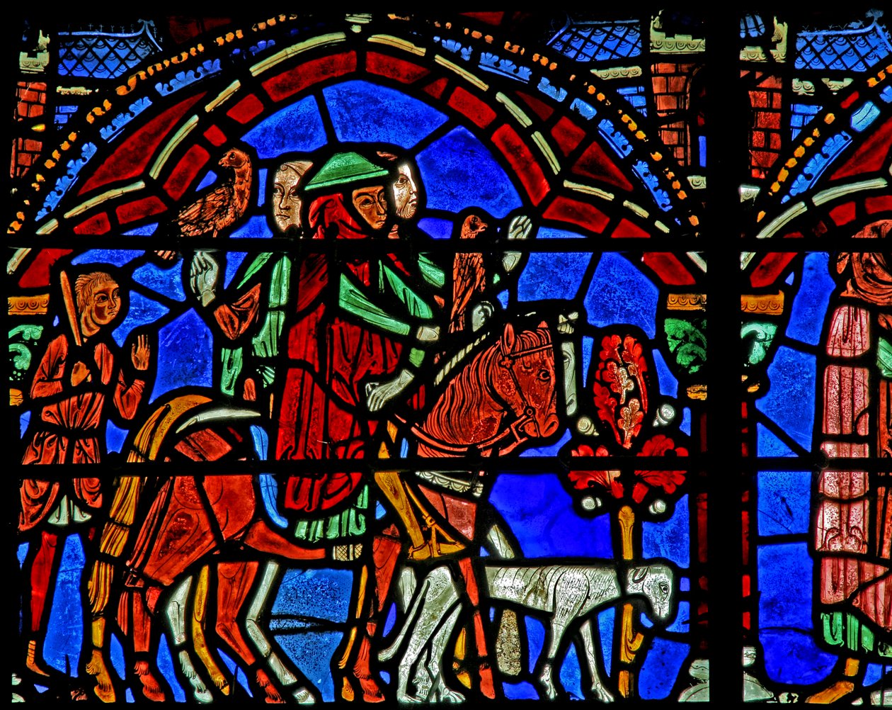 St. Cheron Fenster: Das Pferd des Prinzen und Gefolge von French School