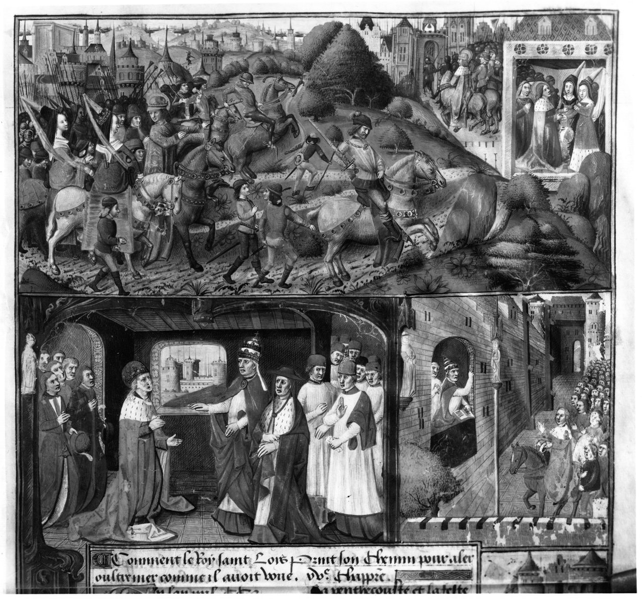 St. Louis (1214-70) Aufbruch zum Kreuzzug von French School