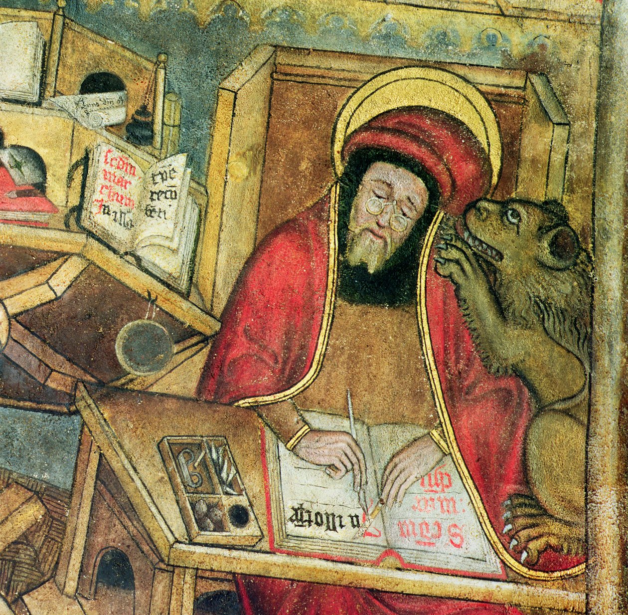 St. Markus schreibt sein Evangelium (Detail) von French School