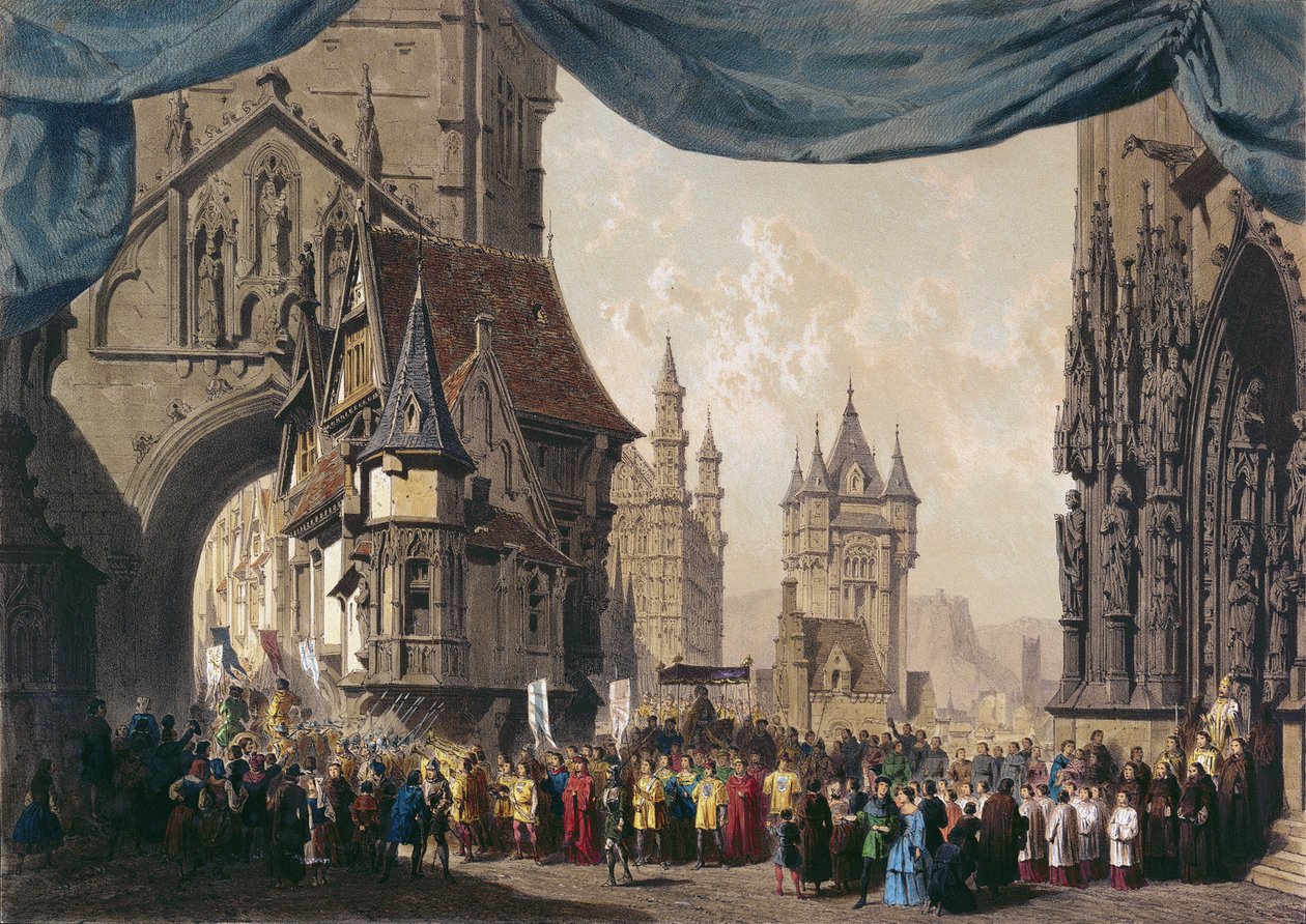 Bühnenbild für Akt I von La Juive, erstmals aufgeführt an der Pariser Oper am 23. Februar 1835 von French School