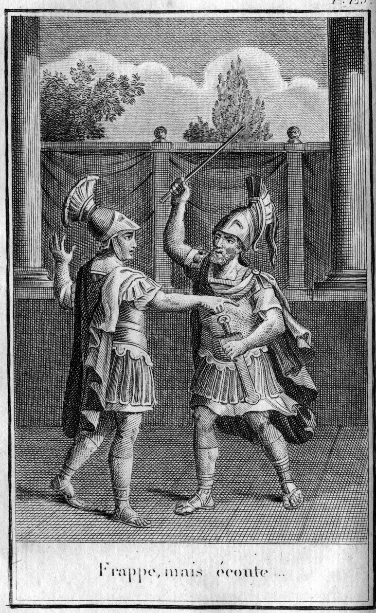 Schlag, aber höre, Antwort von Alkibiades (450-404 v. Chr.), athenischer Staatsmann und Stratege auf die Drohungen von Eurybiades. In „Beautés de l