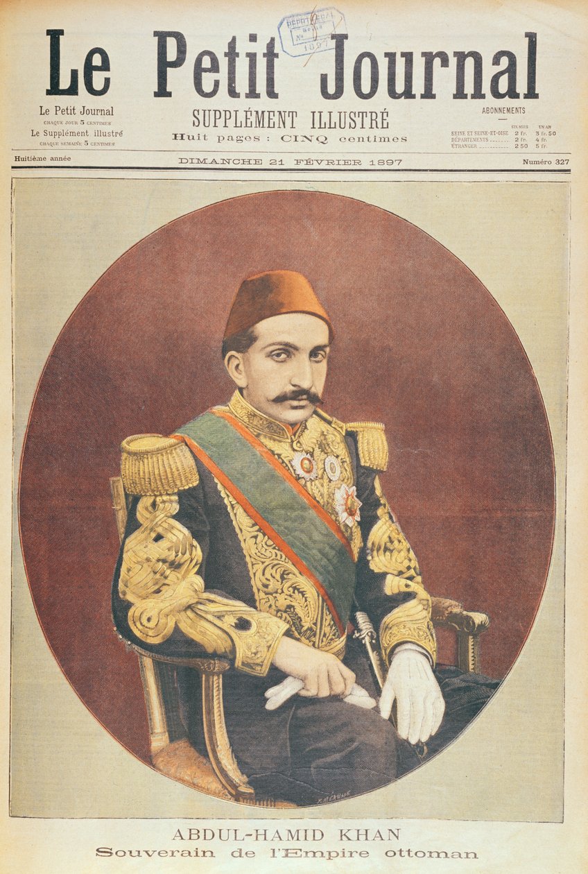 Sultan Abd al-Hamid Khan II. (1842-1918) Herrscher des Osmanischen Reiches, aus Le Petit Journal, 21. Februar 1897 von French School