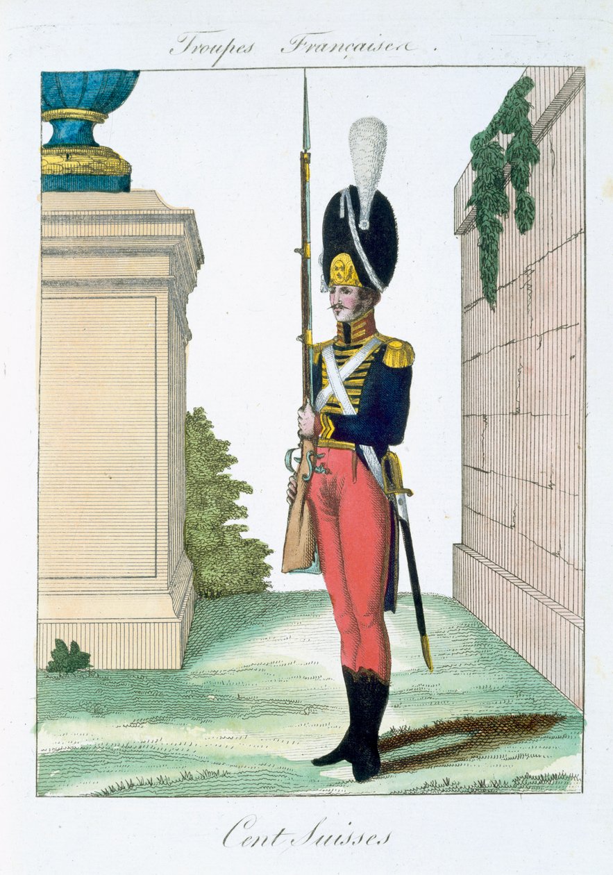 Schweizer Zenturio, aus Troupes Francaises, veröffentlicht bei Basset, Paris, um 1790 von French School