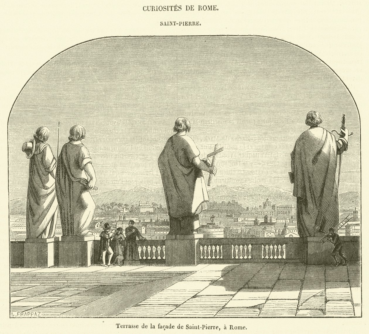 Terrasse der Fassade von Sankt Peter, Rom (Gravur) von French School