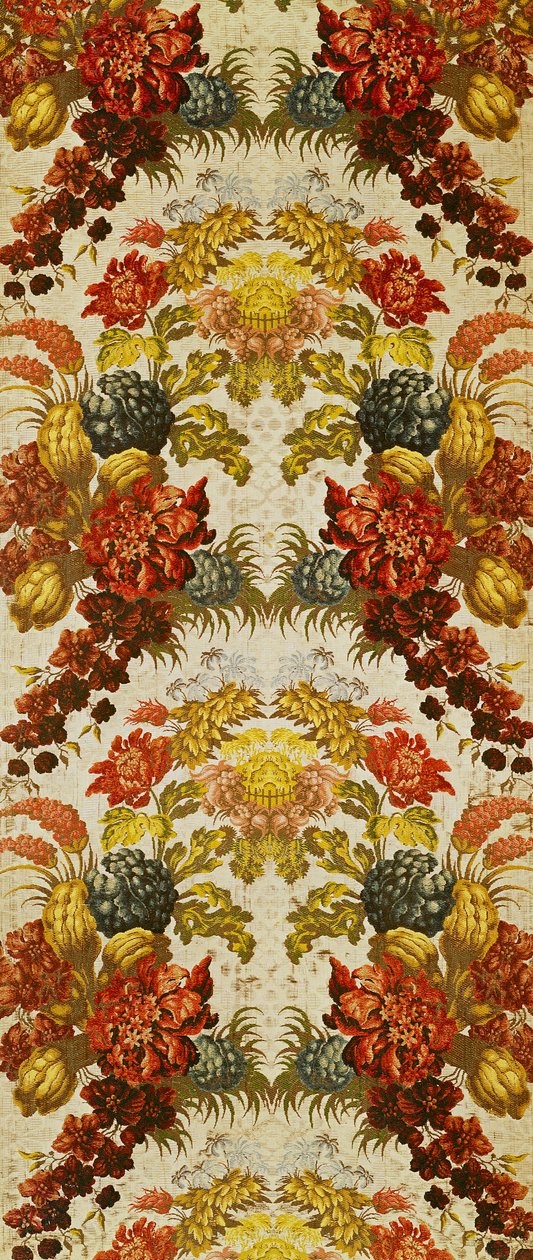 Textil mit wiederholtem Blumenmuster, Lyoner Werkstatt, um 1740 von French School