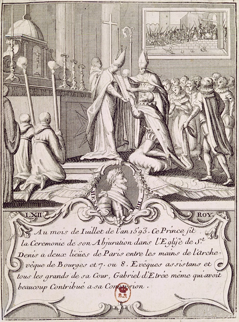 Die Abkehr von Henri IV (1553-1610) in St. Denis, Juli 1593 von French School