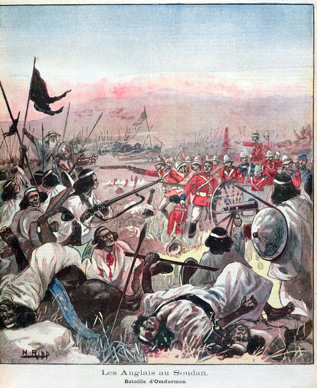 Die Schlacht von Omdurman, Umschlag von Lectures Pour Le Dimanche, September 1898 von French School