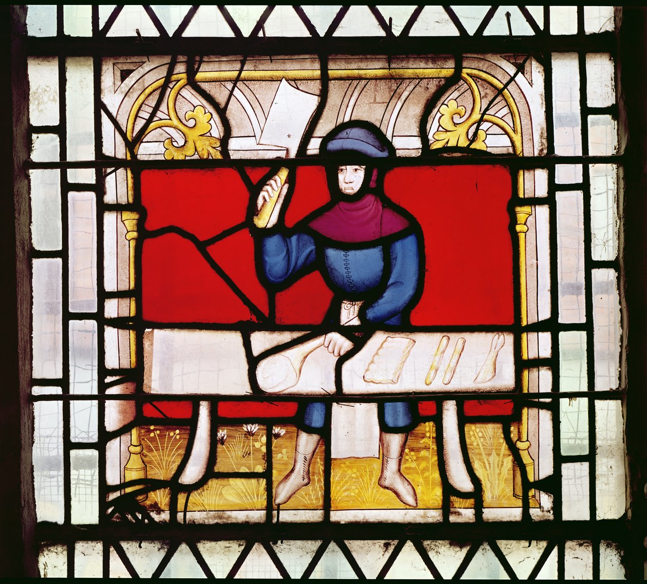 Das Schaufenster des Metzgers (Detail) von French School