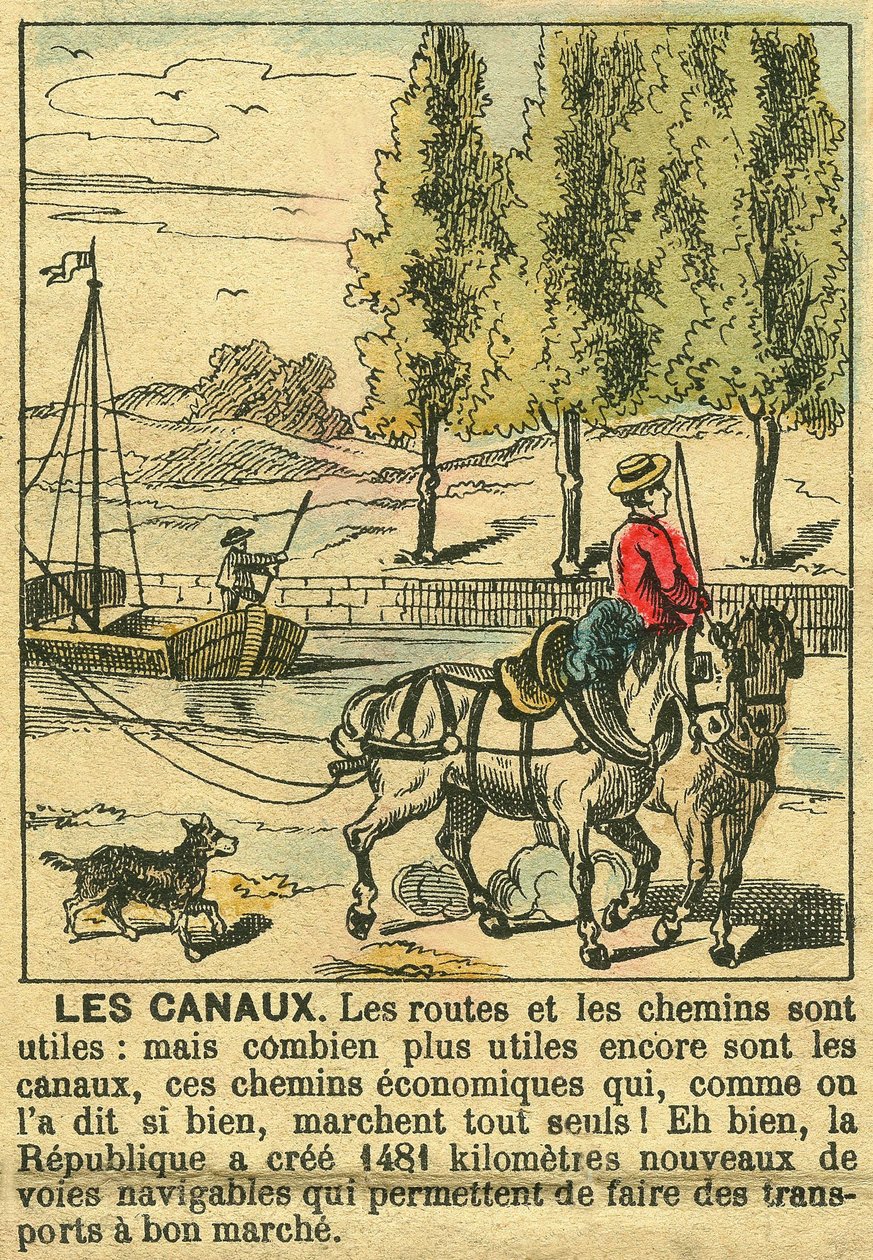 Die Kanäle, die die Vorteile der Dritten Republik beim Kanalbau für die Wirtschaft des Landes veranschaulichen. Gravur in „Le Figaro, Supplement“, am 30.03.1889, Paris. von French School