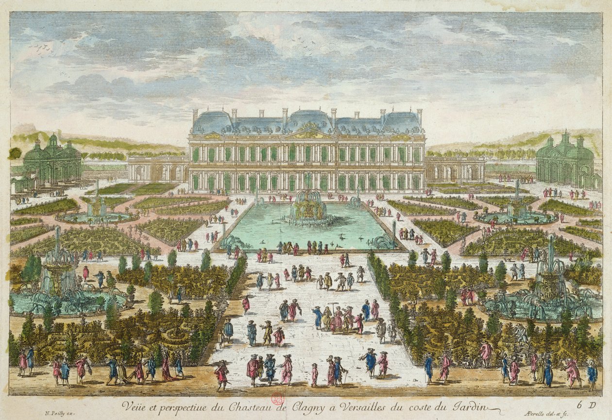 Das Schloss und der Jardin de Clagny in Versailles von French School