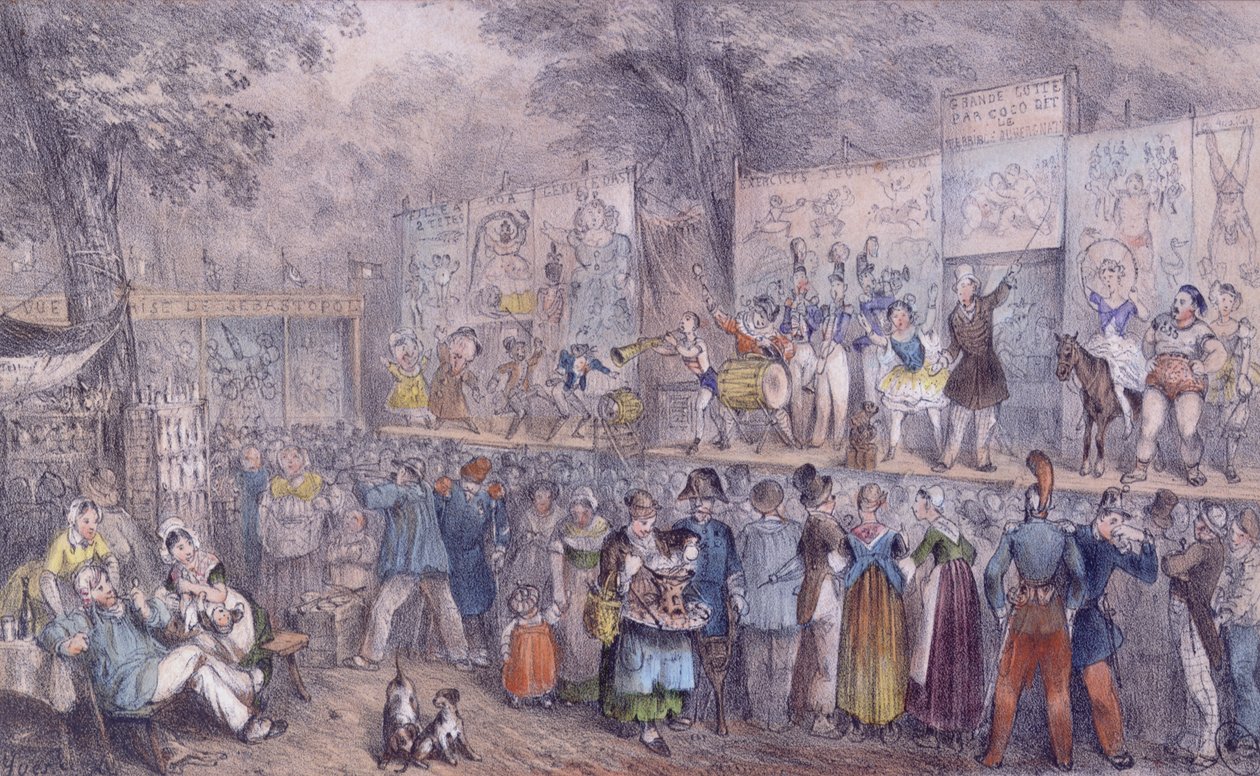 Die Zirkusparade in Saint-Cloud, Mitte des 19. Jahrhunderts von French School