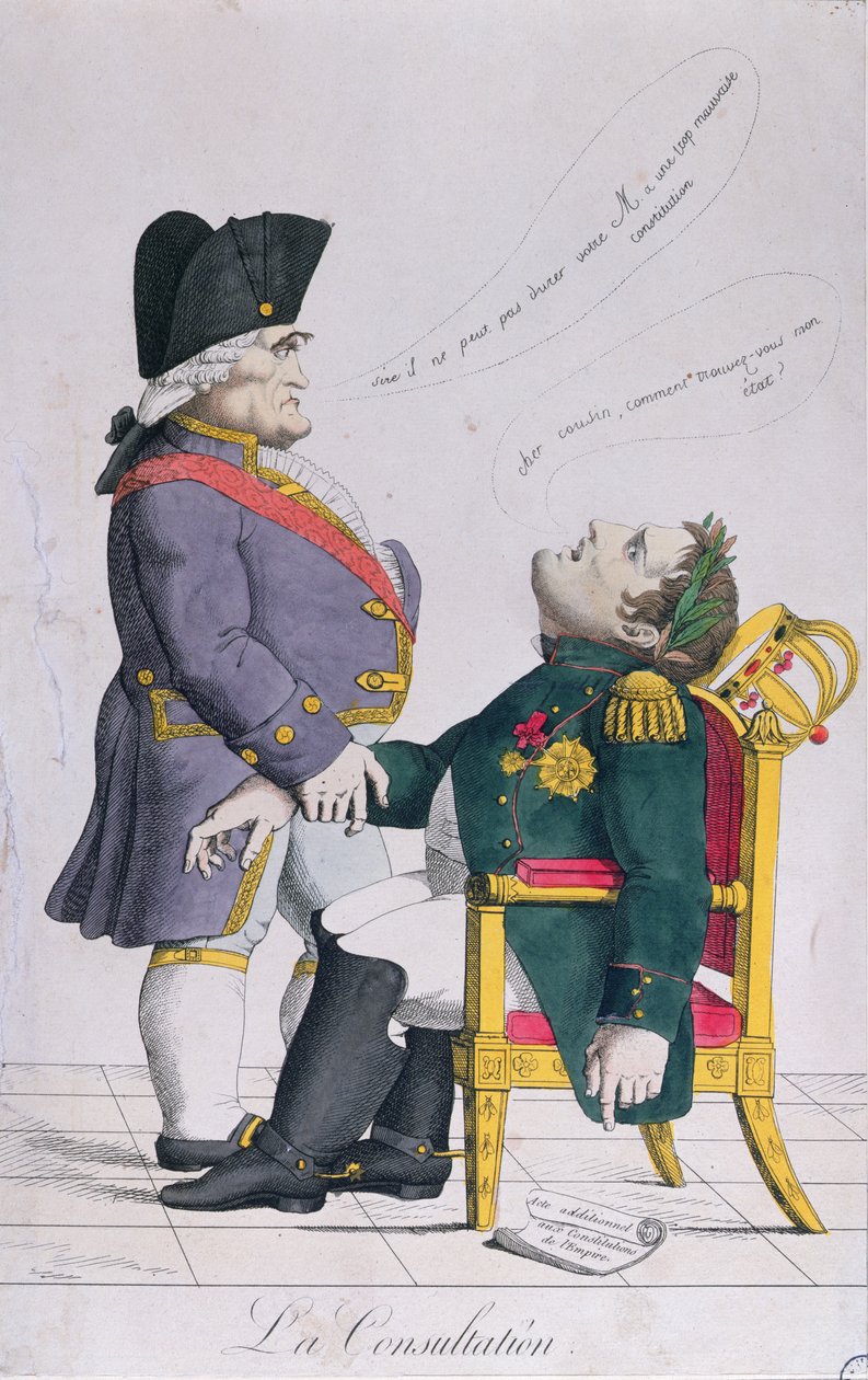 Die Beratung, Karikatur von Cambacérès und Napoleon, ca. 1810-14 von French School