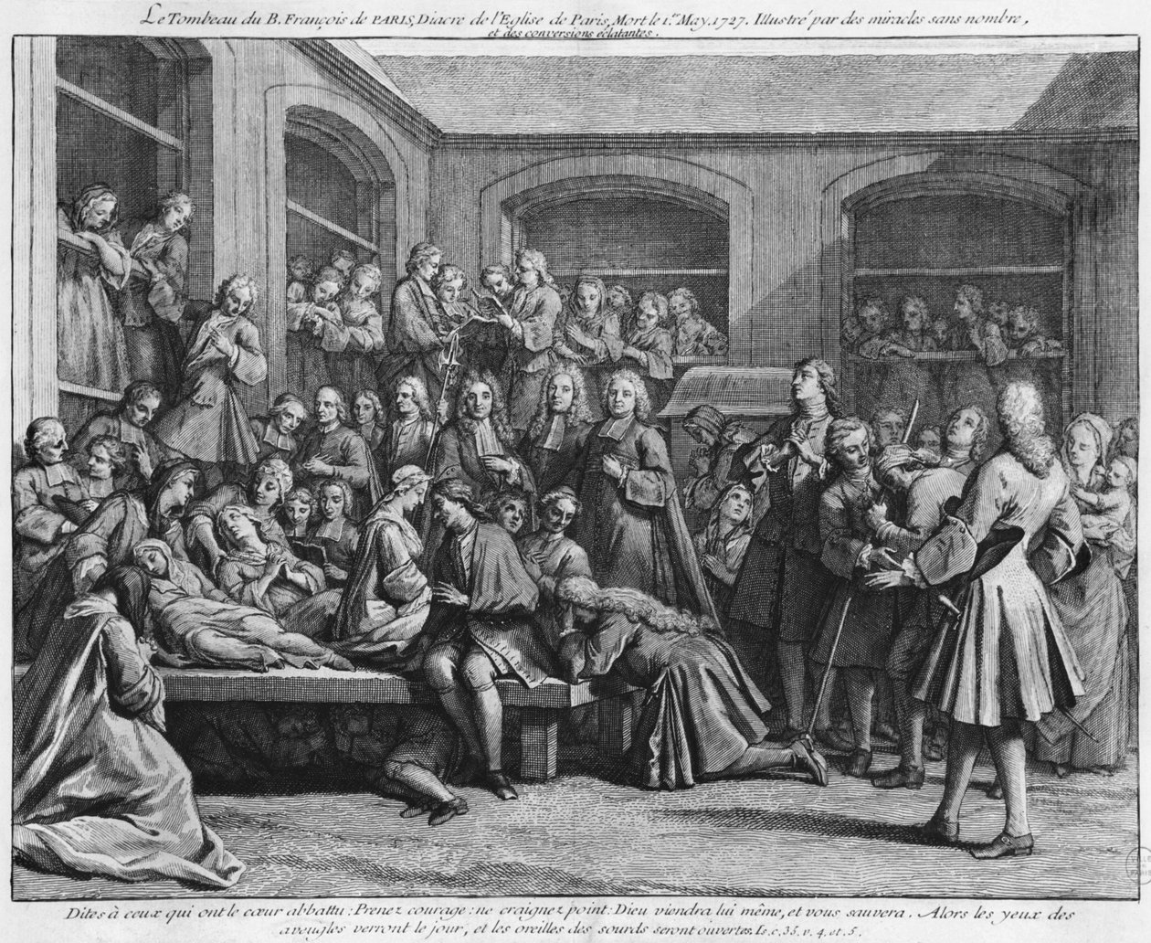 Die Konvulsionäre des Pfarrfriedhofs Saint-Médard in Paris, Illustration aus La verite des miracles de M. de Paris... von Louis Basile Carré de Montgeron, 1737 von French School