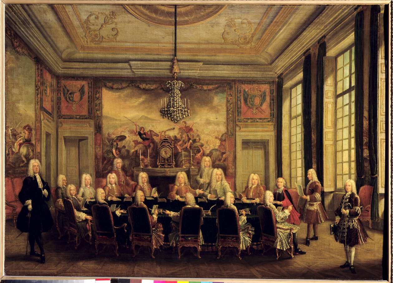 Der Regentschaftsrat für die Minderjährigkeit von Ludwig XV (1710-74) von French School