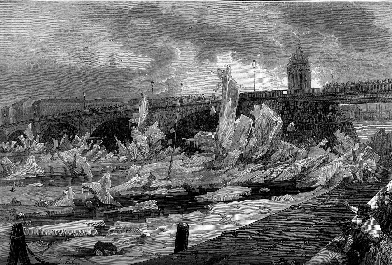 Das Eisbrechen des Flusses Newa in St. Petersburg von French School