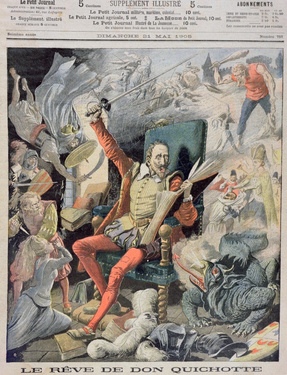Der Traum von Don Quixote, Titelillustration aus Le Petit Journal, 21. Mai 1905 von French School
