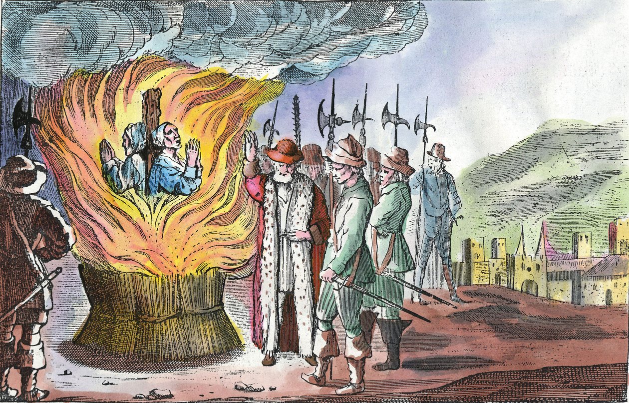 Die Hinrichtung von Waldenserinnen während des Piedmont-Osters 1655 von French School