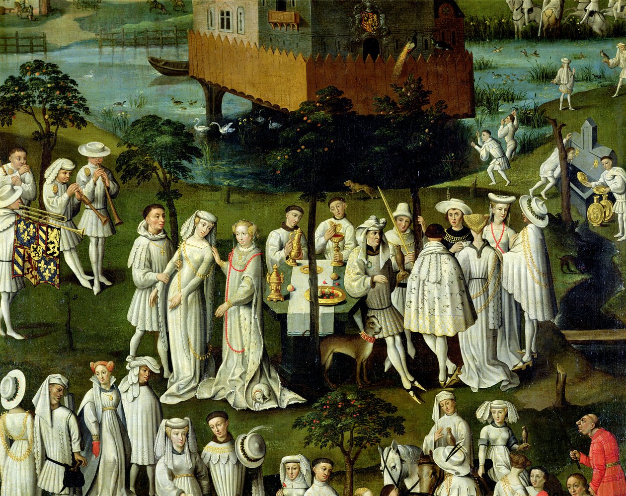 Der Garten der Liebe am Hof von Philipp dem Guten, in den Gärten des Château de Hesdin 1431 (Detail) von French School