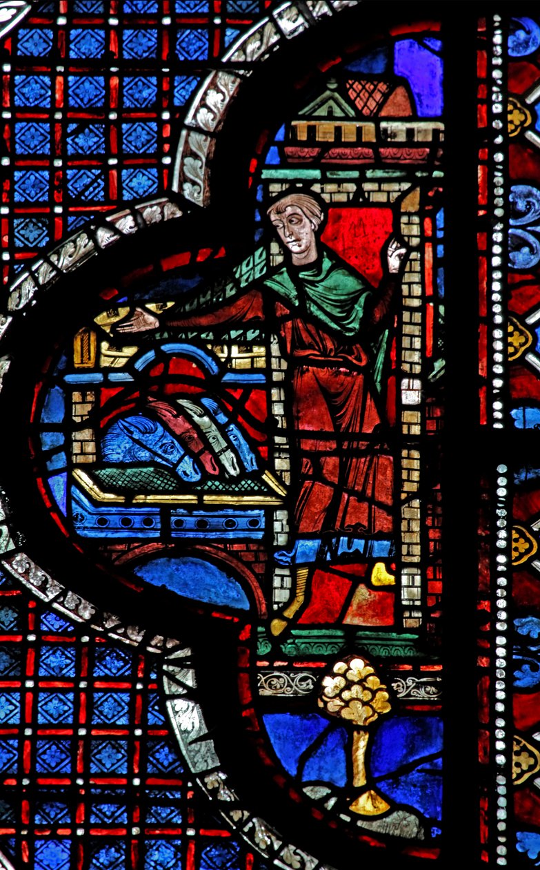 Das Fenster des barmherzigen Samariters: Das Gasthaus empfängt den Samariter und den Verwundeten von French School