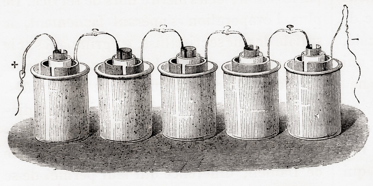 Die Grove-Zelle, aus Les Merveilles de la Science, veröffentlicht 1870 von French School