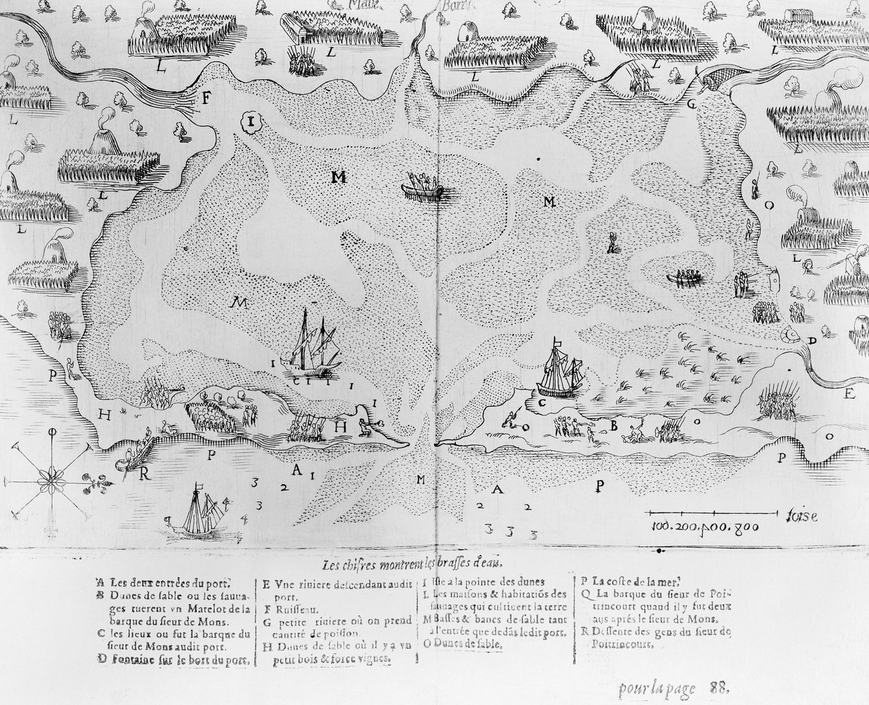 Der Hafen von Cape Cod, aus Voyages de sieur Champlain von Samuel de Champlain, veröffentlicht in Paris, 1613 von French School