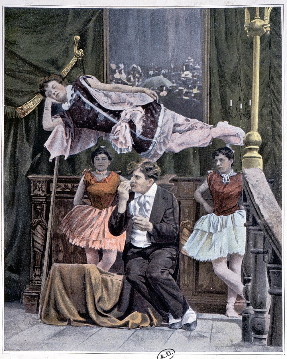 Der Illusionist und sein Levitationstrick, späte 19. Jahrhundert von French School