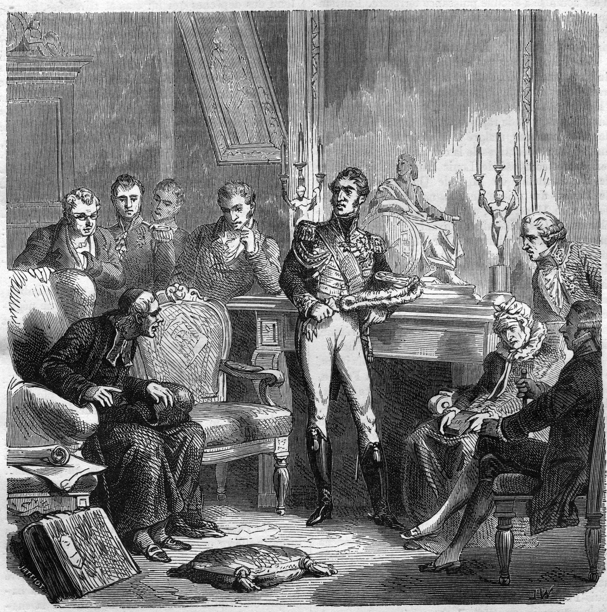 Die Jesuiten am Hof von Karl X. (1757-1836), König von Frankreich. Gravur in „Histoire des Papes-Rois-Queen and Empereurs à travers les siècles“ von Maurice Lachatre von French School