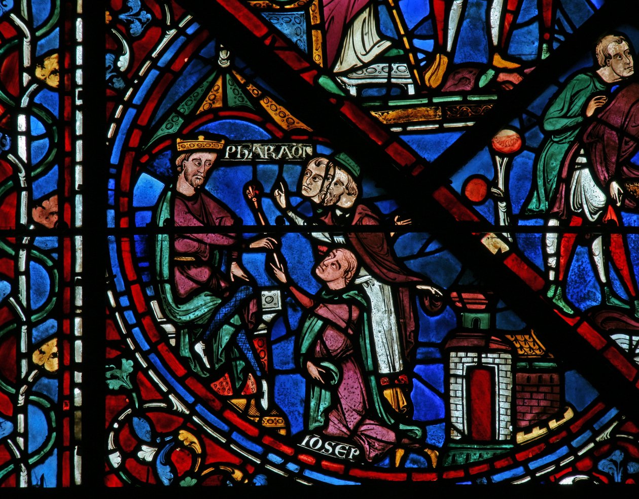 Das Joseph-Fenster: Joseph erklärt den Traum des Pharaos von French School
