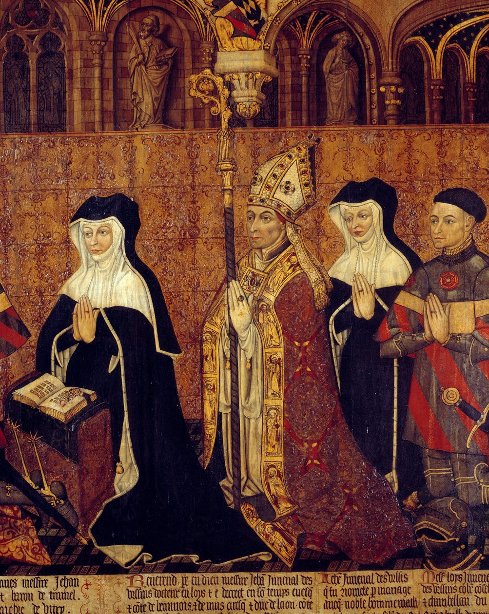 Die Familie Jouvenel des Ursins. Detail des Erzbischofs (links die Frau von Jean Juvenal). Gemälde auf Holz der französischen Schule. 1443-1449. Paris, Nationalmuseum des Mittelalters, Thermes de Cluny von French School