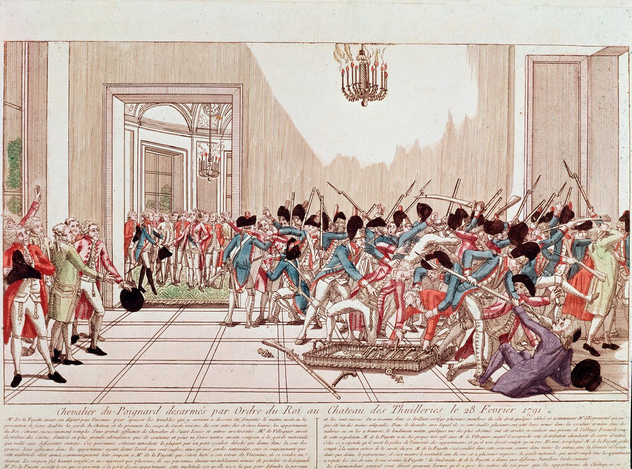 Die Ritter von Aggard entwaffnet auf Befehl des Königs im Tuilerienpalast, 28. Februar von French School