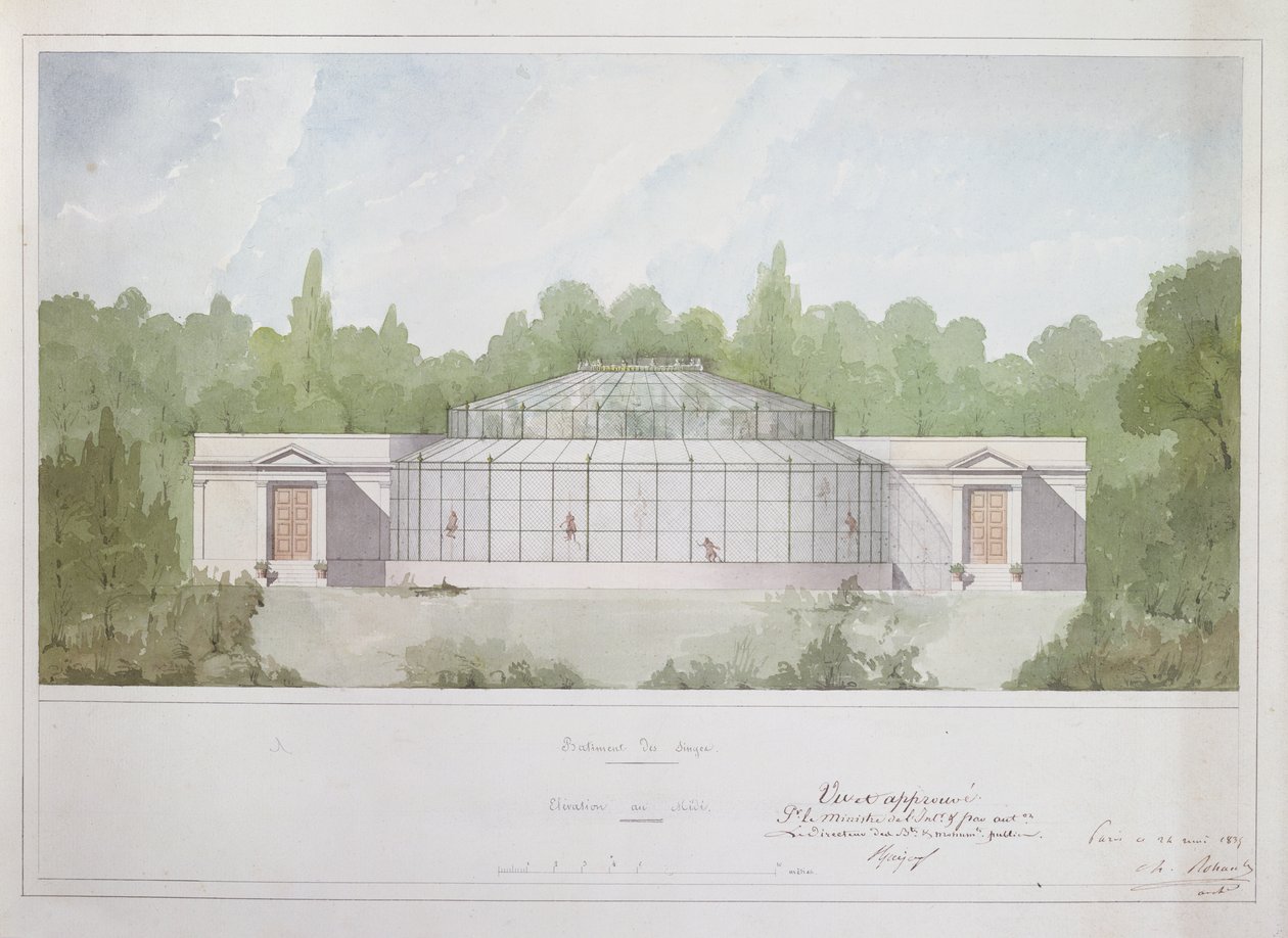 Das Affenhaus im Jardin des Plantes in Paris, 1835 von French School