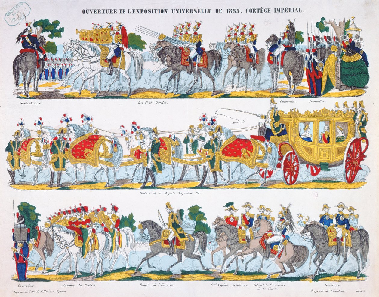 Der königliche Zug bei der Eröffnung der Weltausstellung 1855 von French School