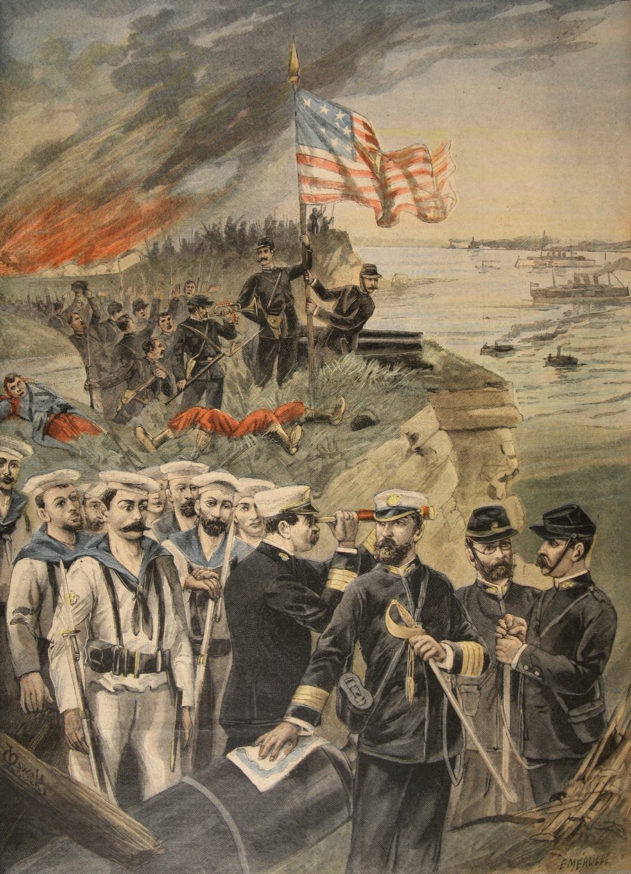 Der Spanisch-Amerikanische Krieg: Landung in Guantanamo, Illustration aus Le Petit Journal: Supplement illustre, 1898 von French School