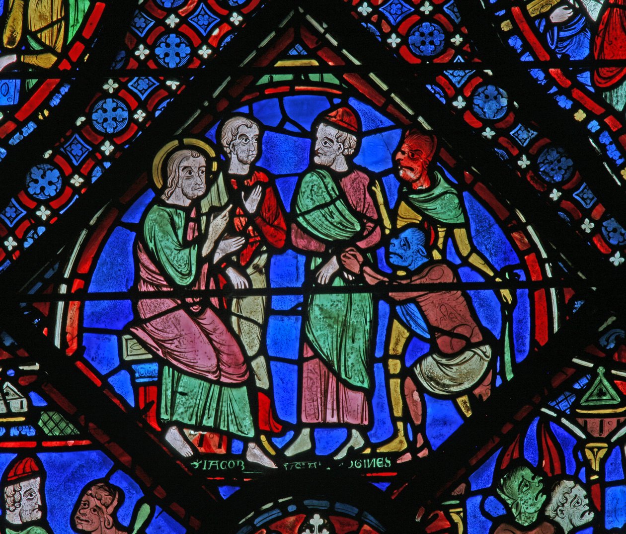 Das St. Jakobus Fenster: Mit Almongenes (Hermogines), Filetus und Dämonen von French School