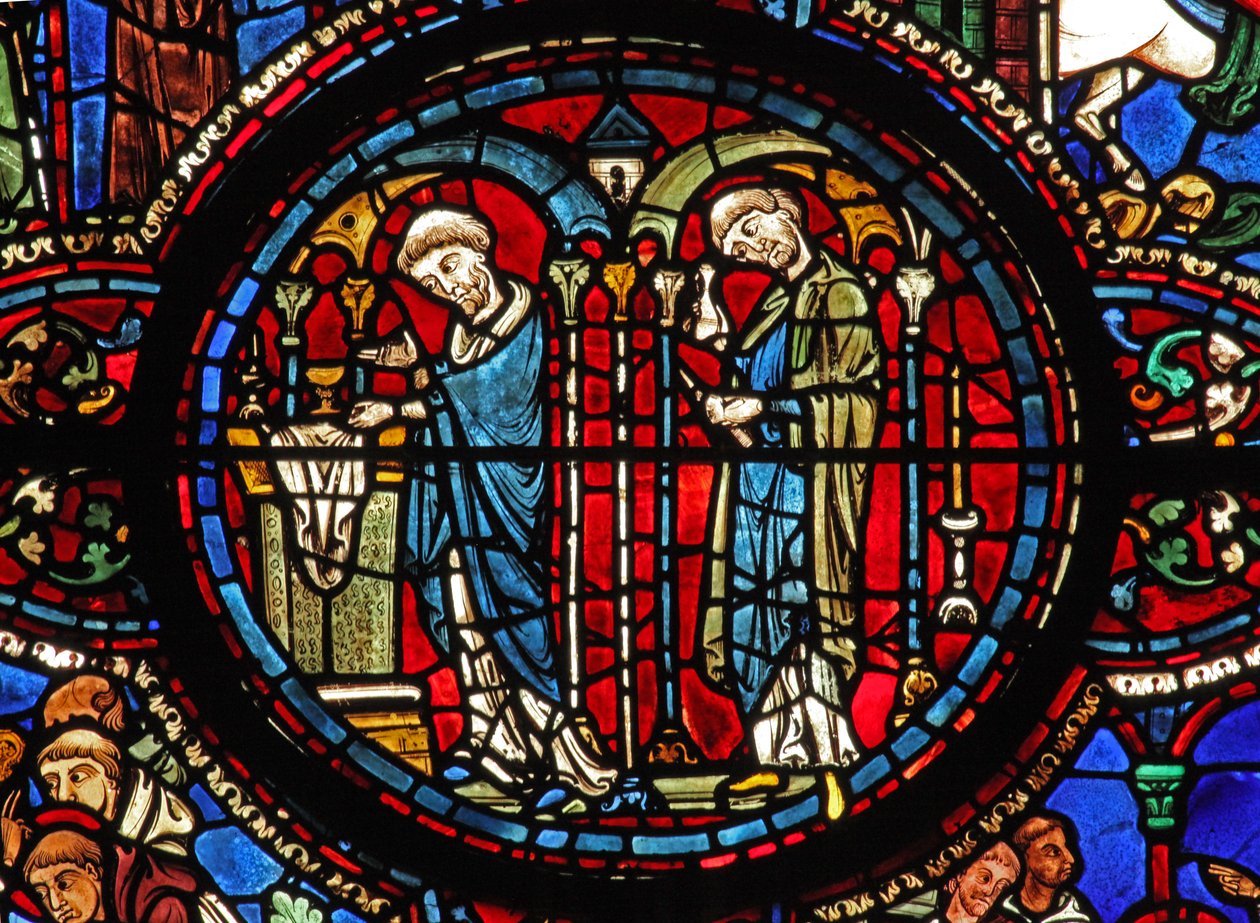 Das St. Lubin Fenster: Kommunion: Wein - bei der Eucharistie von French School