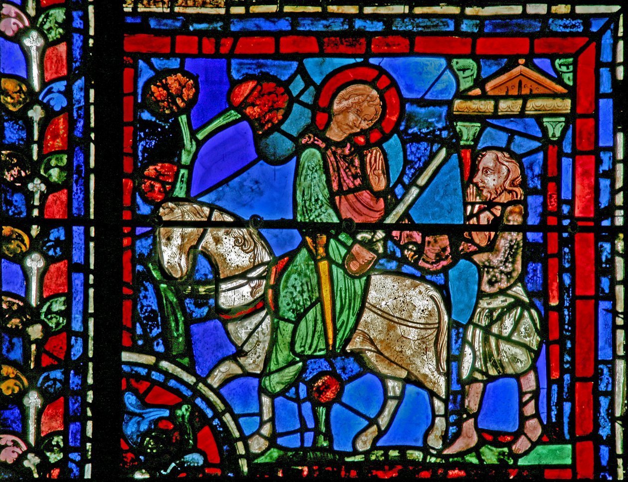 Das St. Martin Fenster: Der Heilige teilt den Mantel von French School