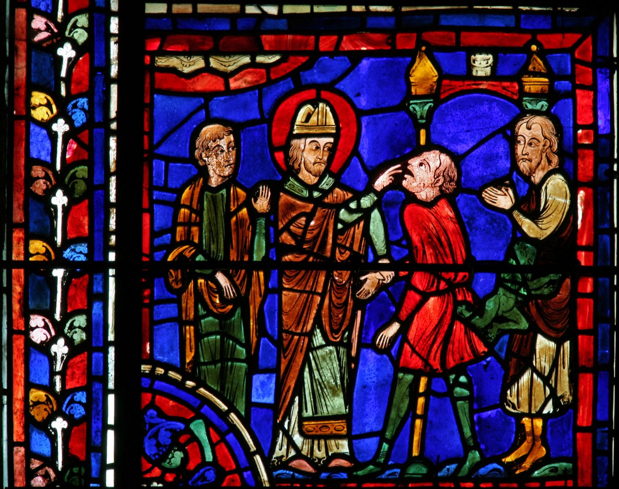 Das St. Martin Fenster: Der Heilige heilt eine besessene Seele von French School