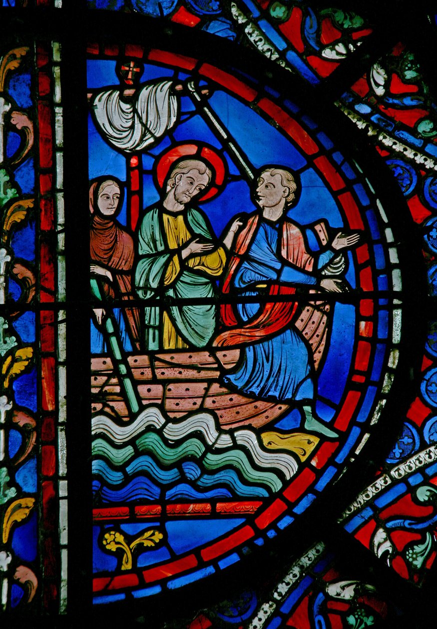 Das St. Thomas Fenster: Ankunft in Indien mit Abbanes von French School