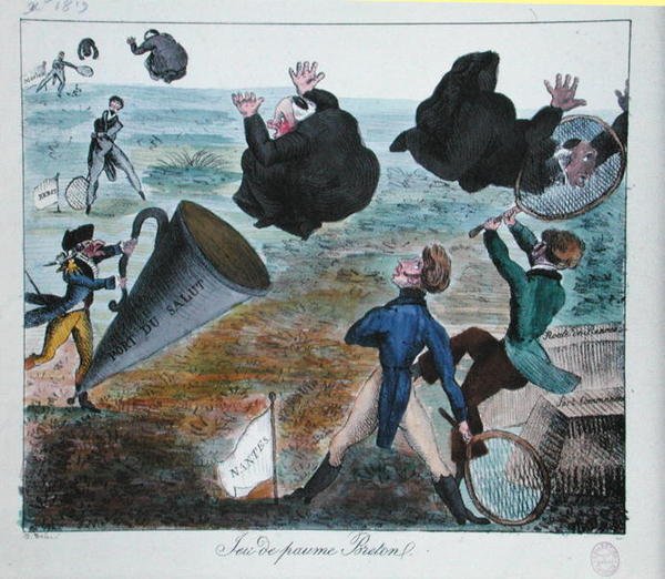 Die unwillkommene Aufnahme der Missionare in der Bretagne, Dezember 1819 (Gravur) von French School