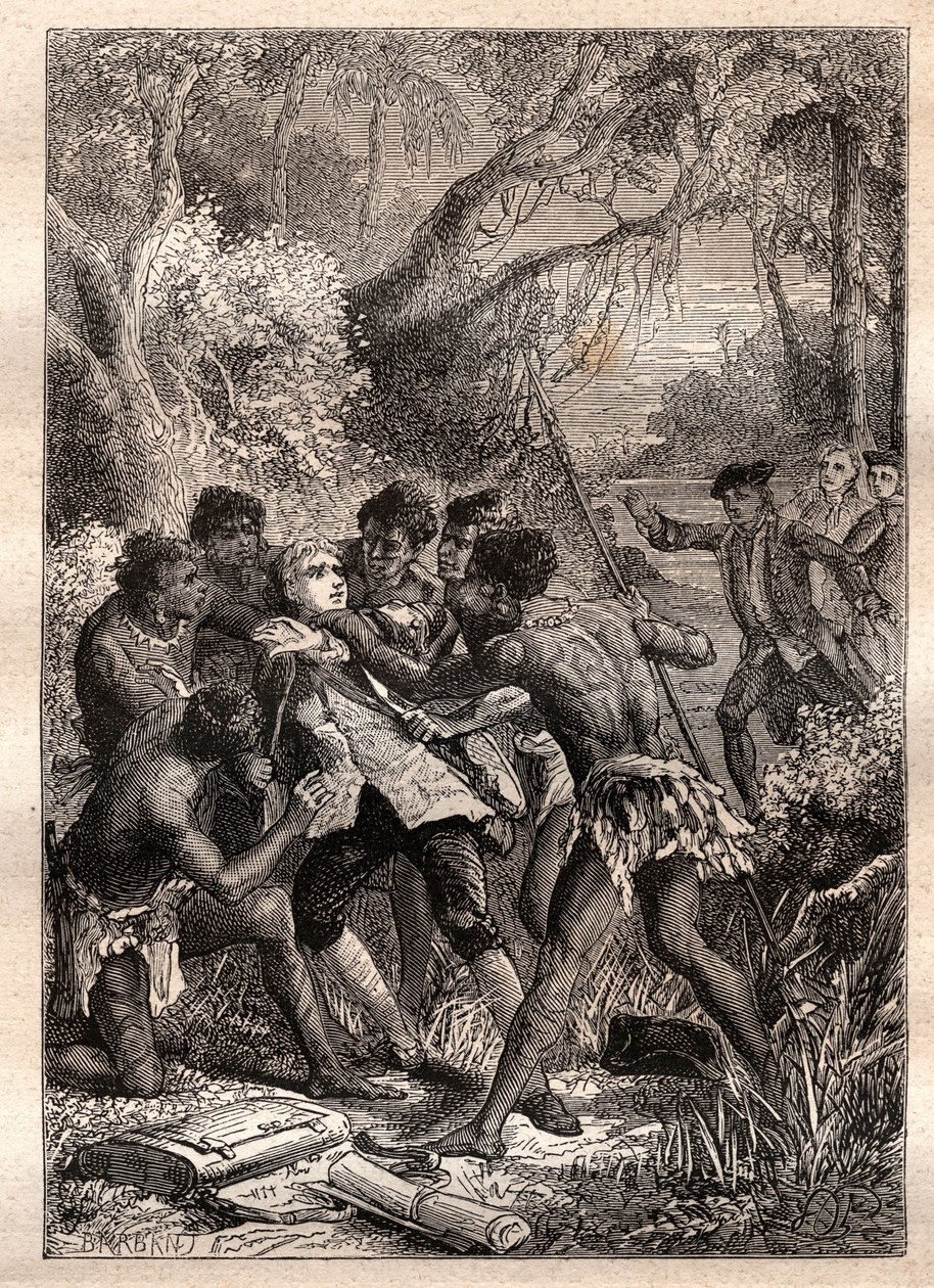 Das Abenteuer von Barre: Begleiterin des Botanikers Philibert Commerson, Jeanne Barret (oder Bare, Baret, geborene Barer) gibt sich als sein Diener aus, unter dem Namen „Jean Barre“, um ihn auf der von Bougainville 1766 geleiteten Expedition zu begleiten u von French School