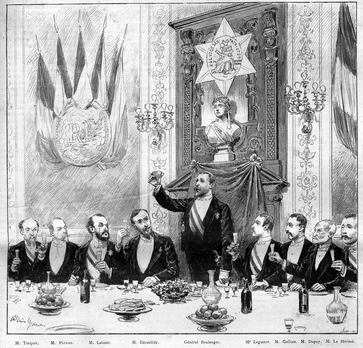 Das Bankett der Liga der Patrioten für General Boulanger am 25. November von French School