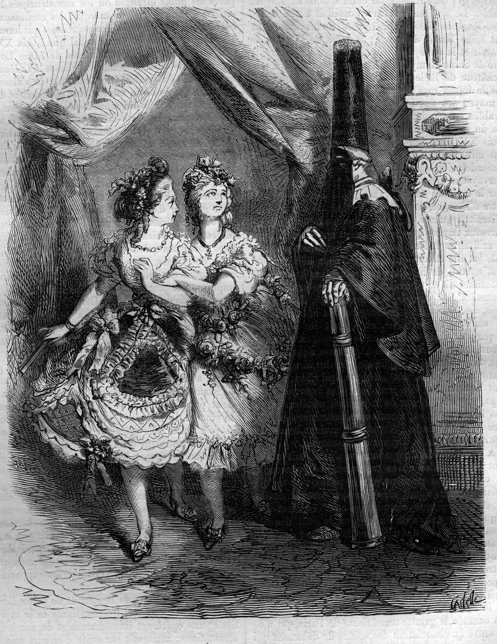 Die Töchter des „Harems“ des Königs von Frankreich Ludwig XV. genannt der Vielgeliebte (1710-1774). Gravur in „Histoire des Papes-Rois-Queen und Empereurs à travers les siècles“ von Maurice Lachatre von French School