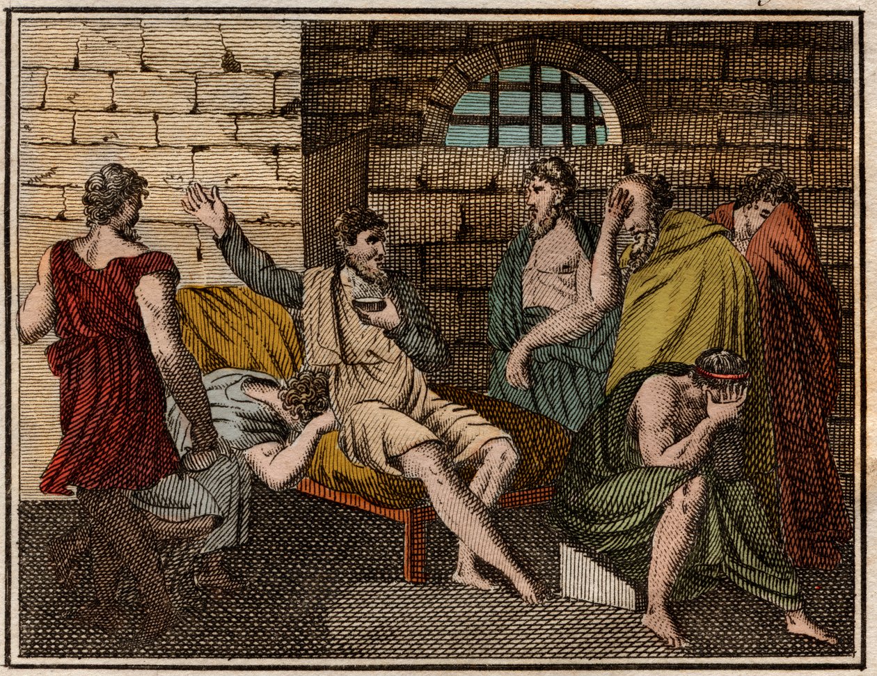 Der Tod des Sokrates, griechischer Philosoph (470?-399 v. Chr.) von French School