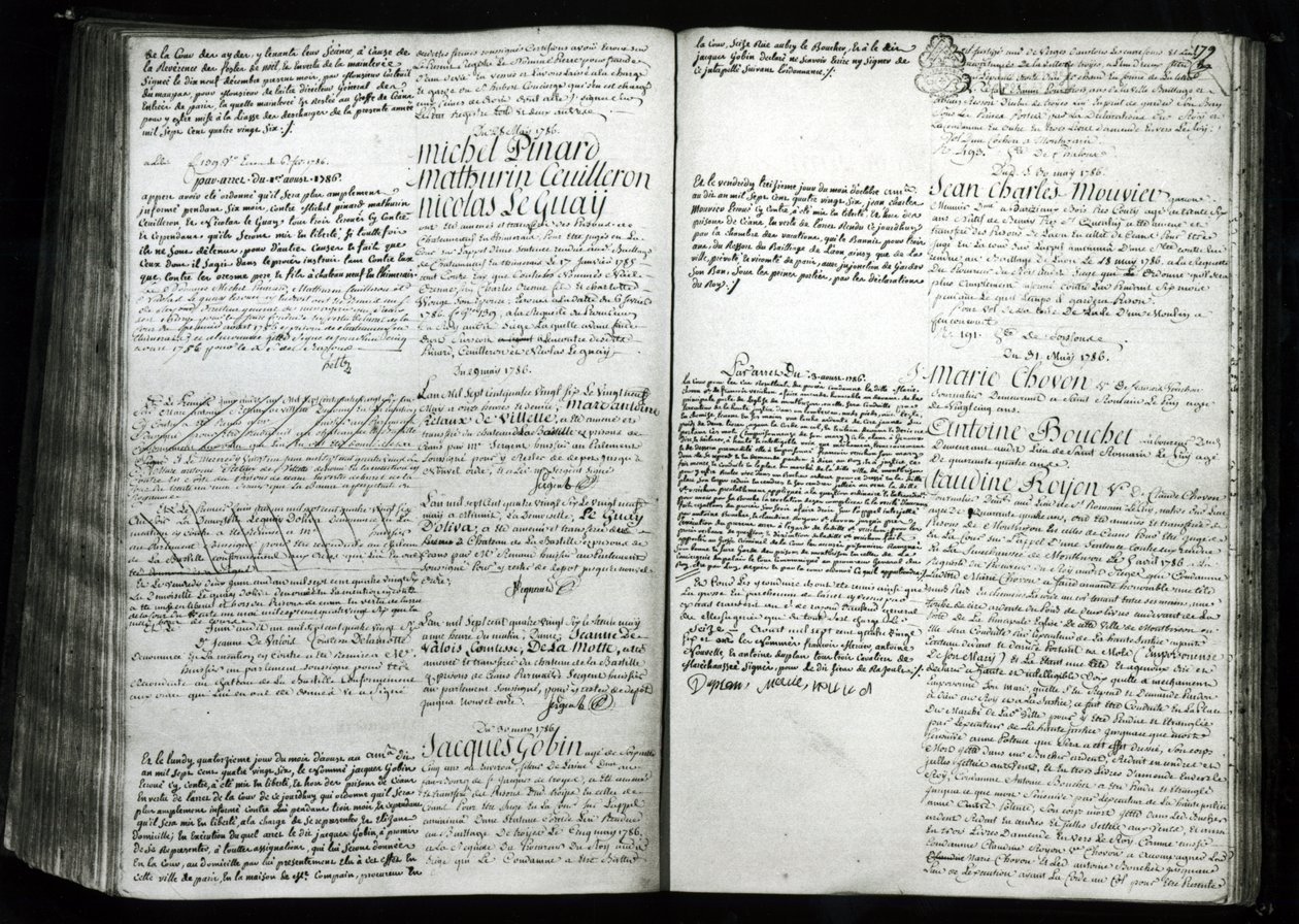 Eintrag in das Gefängnisregister von Jeanne de Valois-Saint-Remy, Gräfin de La Motte (1756-91), 1786 von French School